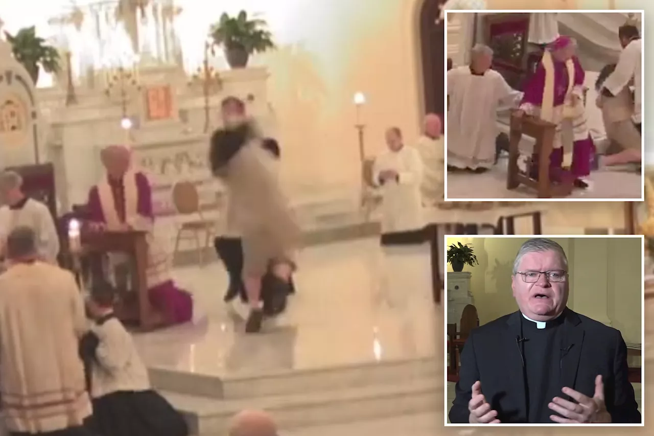 Washington priest attacked by 'disturbed gentleman' as prayer service collapsed into chaos