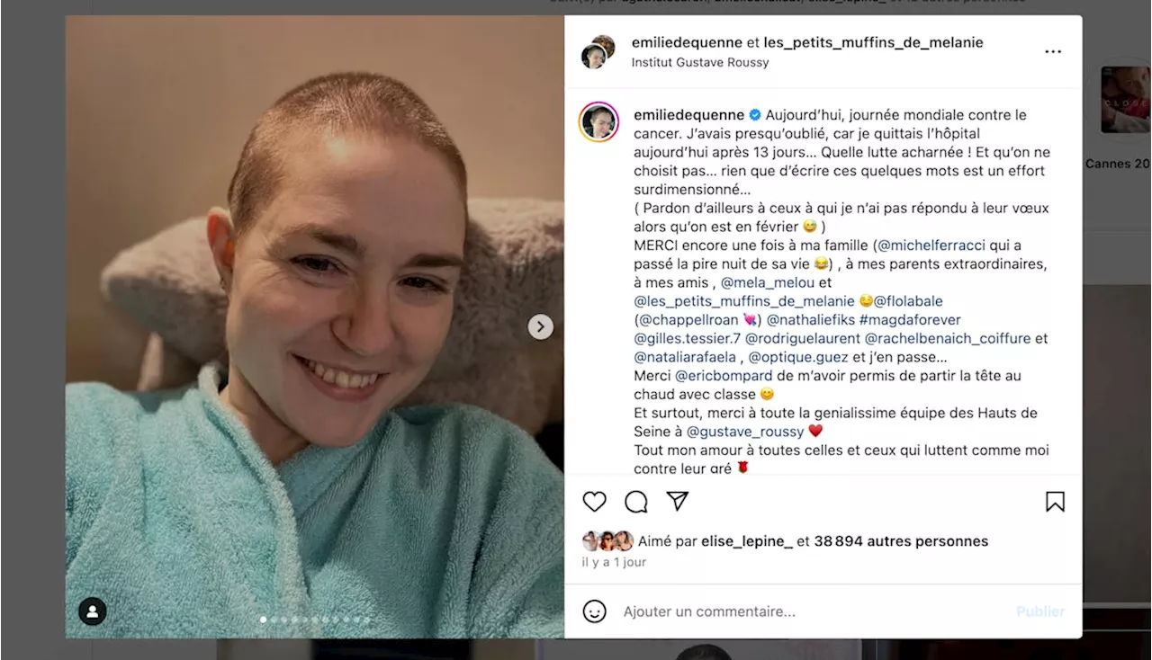 Emilie Dequenne partage son combat contre le cancer