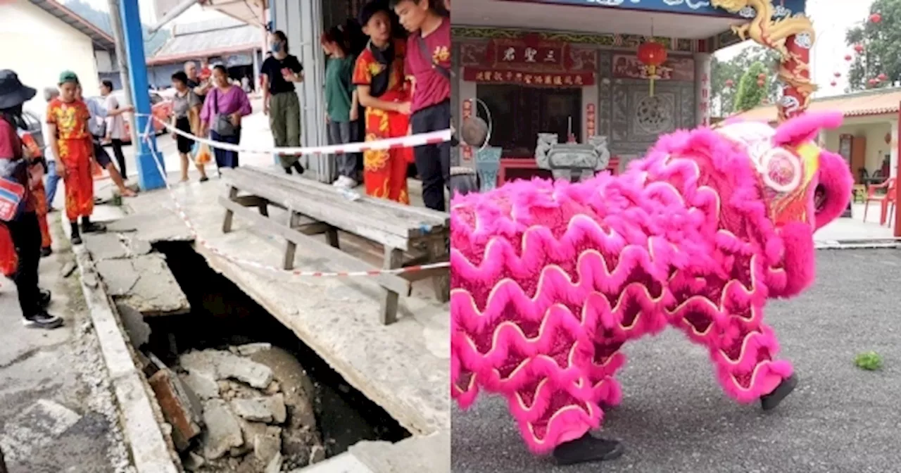 Lion Dancers Fall Into Hole When Stage Collapses in Sabah