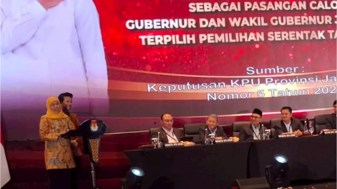 Resmi Menang Pilgub Jatim 2024, Khofifah: Kini Tak Ada Lagi Nomor Urut 1, 2, dan 3