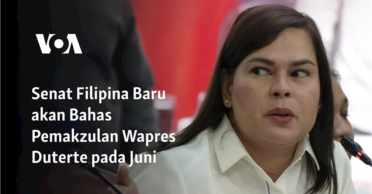 Senat Filipina Akan Sidang Pemakzulan Wakil Presiden Sara Duterte