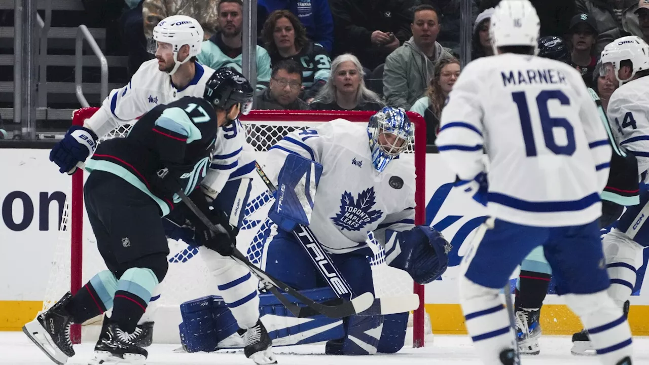 Stolarz makes 27 saves to help Maple Leafs beat Kraken 3-1