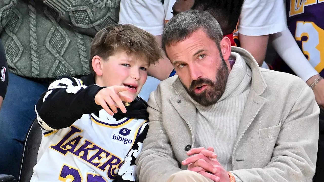 Ben Affleck and Son Samuel Cheer on the Lakers