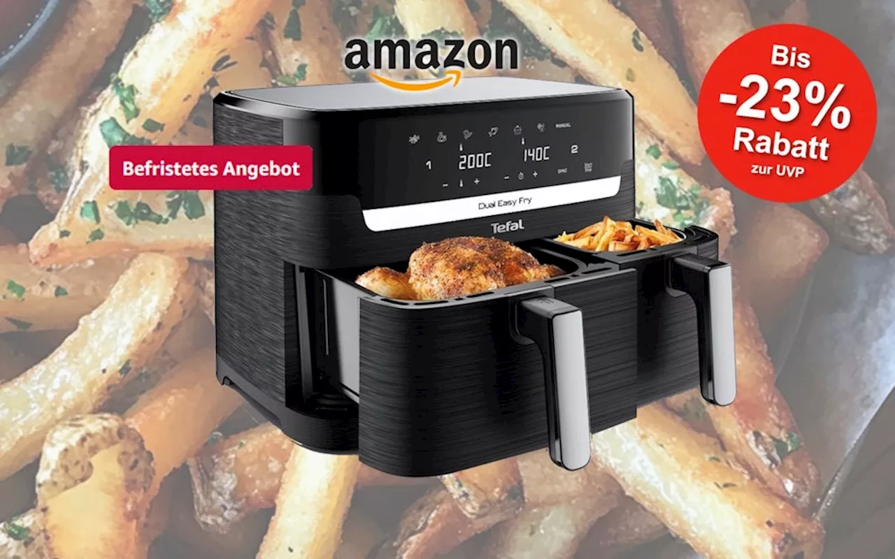 Spare 23% auf die Tefal Dual Easy Heißluftfritteuse im Amazon Sale!