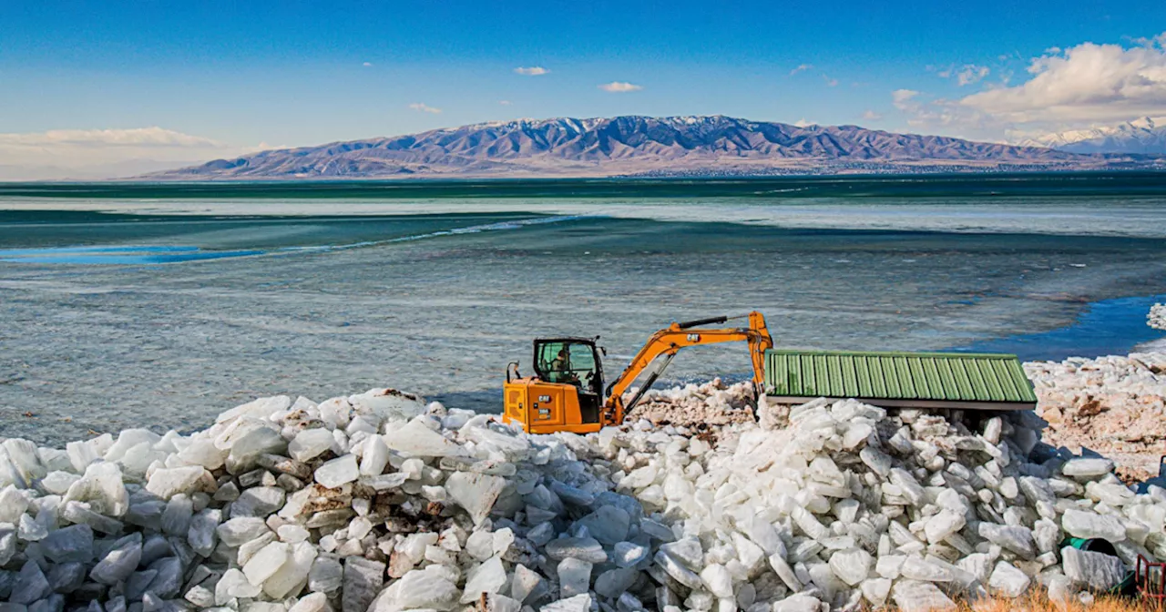 Extreme Weather Creates Ice Wall on Utah Lake Shoreline