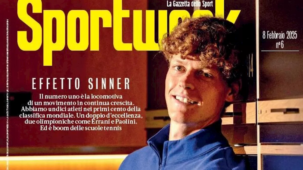 Su Sportweek l'effetto Sinner: boom nelle scuole di tennis, Jannik è il traino