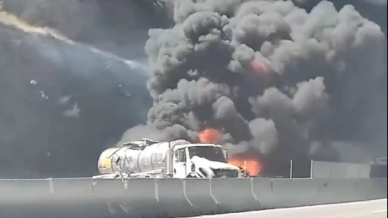 Explosión de pipa causa cierre de autopista México-Querétaro