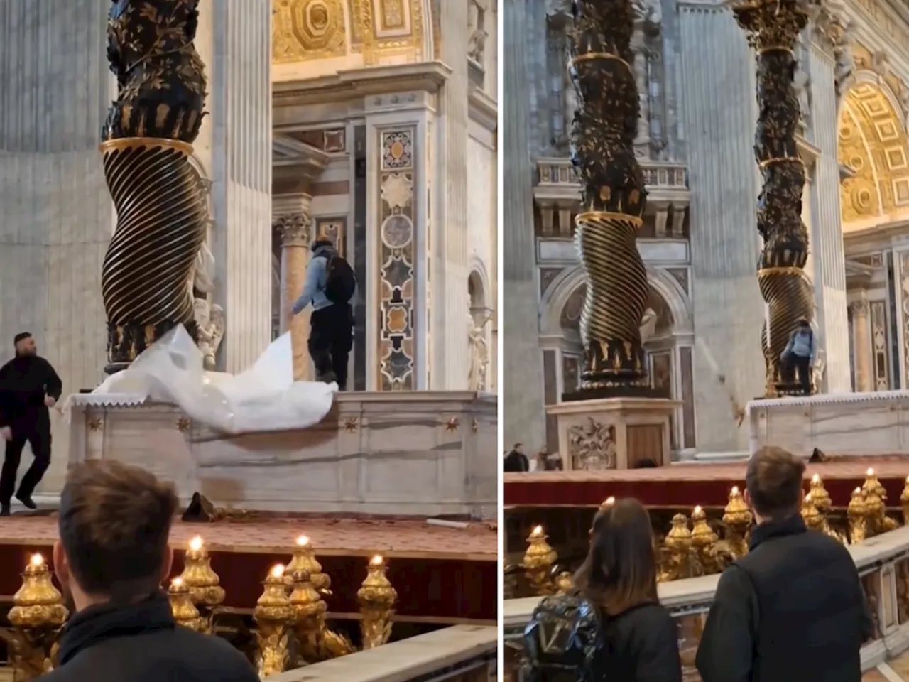 Uomo Romania Salta sul Baldacchino di San Pietro, Denunciato dalla Gendarmeria Vaticana