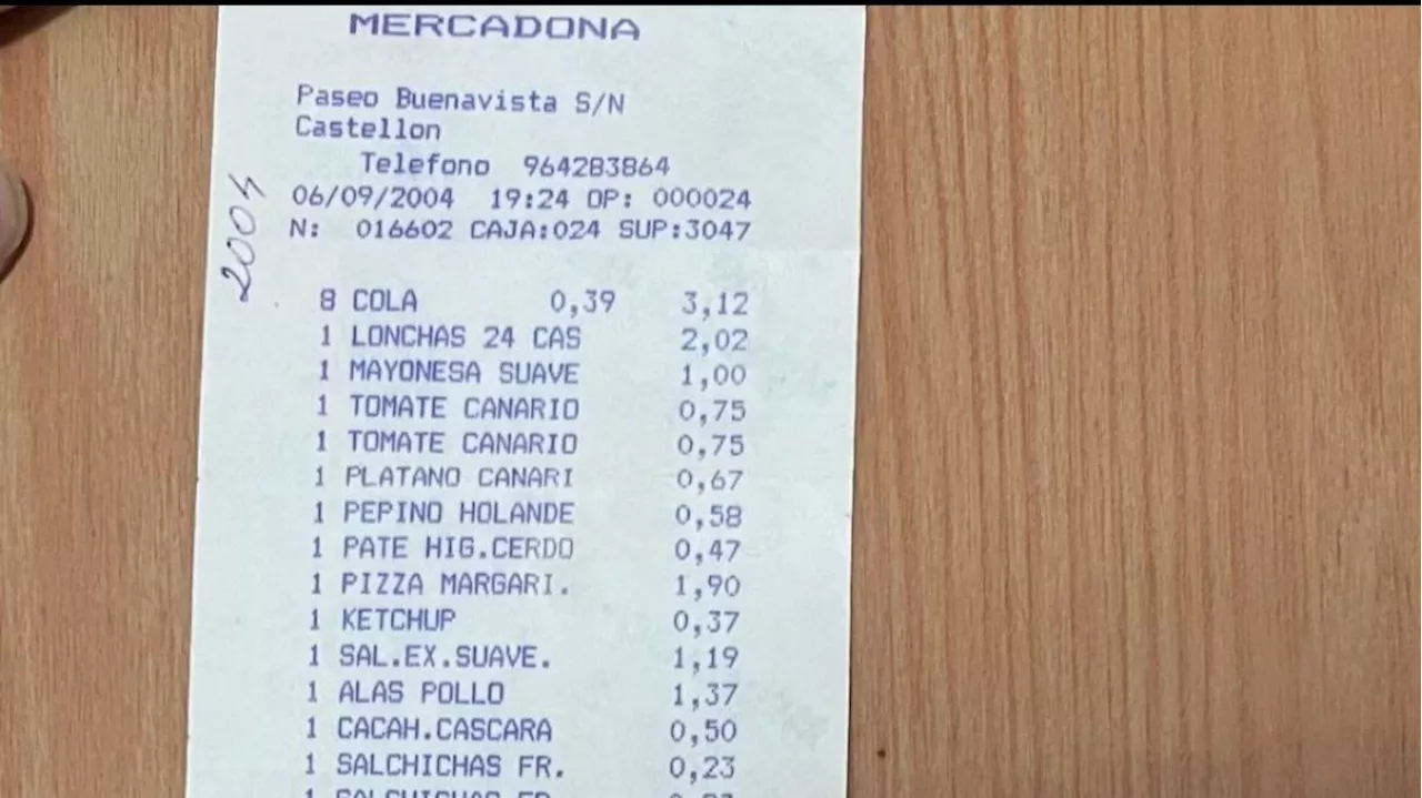 Encuentran un ticket de Mercadona de 2004 y se viraliza: el aceite de oliva a 2,90 euros