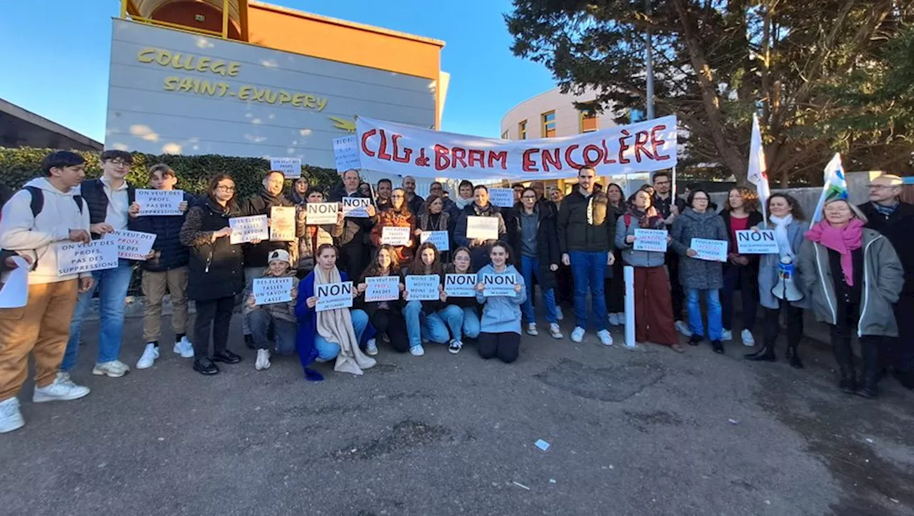 Mobilisation contre la suppression de deux classes au collège Antoine de Saint-Exupéry à Bram