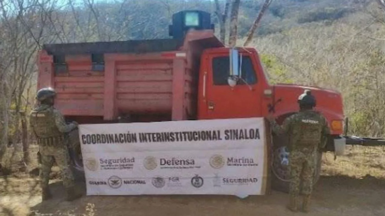 Autoridades aseguran dos vehículos “monstruo” con explosivos y arsenal en Sinaloa