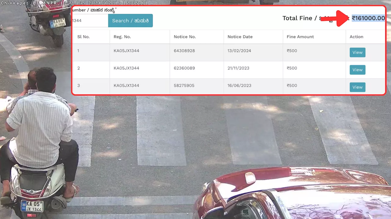 बेंगलुरु में ट्रैफ़िक नियमों का उल्लंघन करने वाले व्यक्ति का चालान डेढ़ लाख पार कर गया