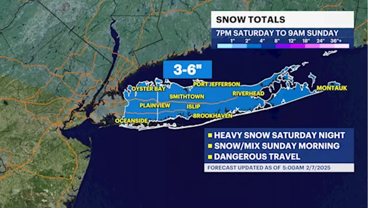 STORM WATCH: Storm to bring 3-6 inches of snow starting Saturday night for Long Island