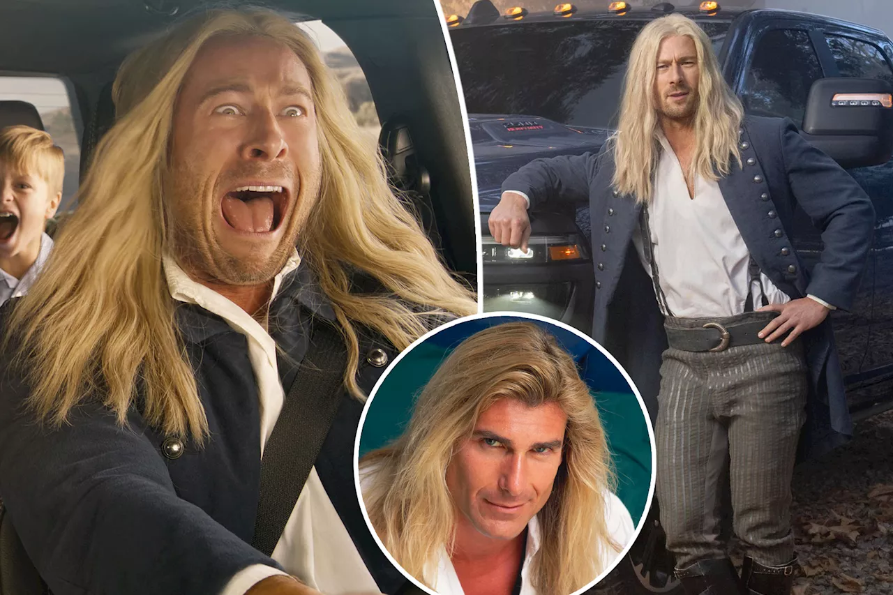 Glen Powell Channels Fabio in Ram's Super Bowl Commercial