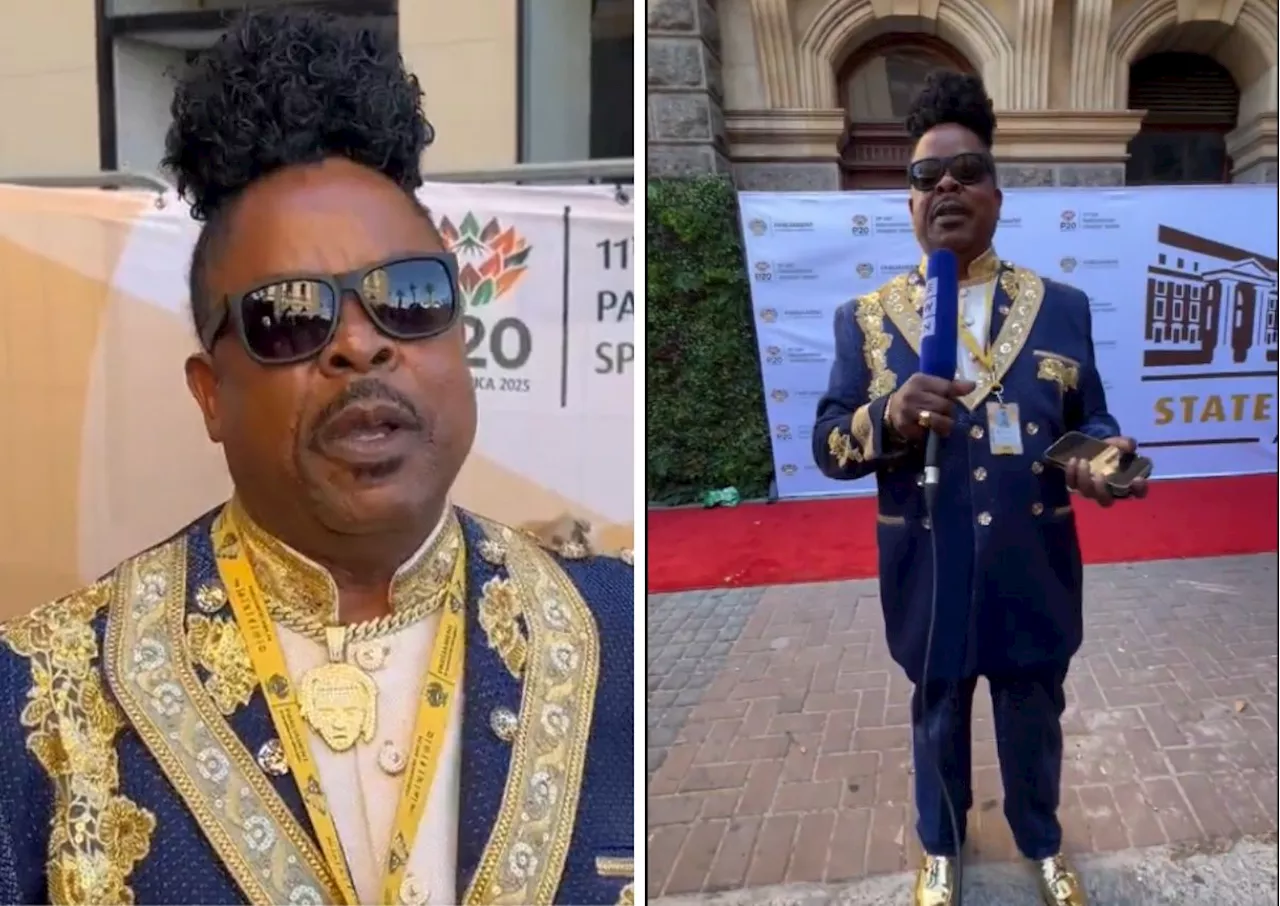 Papa Penny Stuns at SONA with Gold Ensemble Inspired by 'Africa's Minerals'