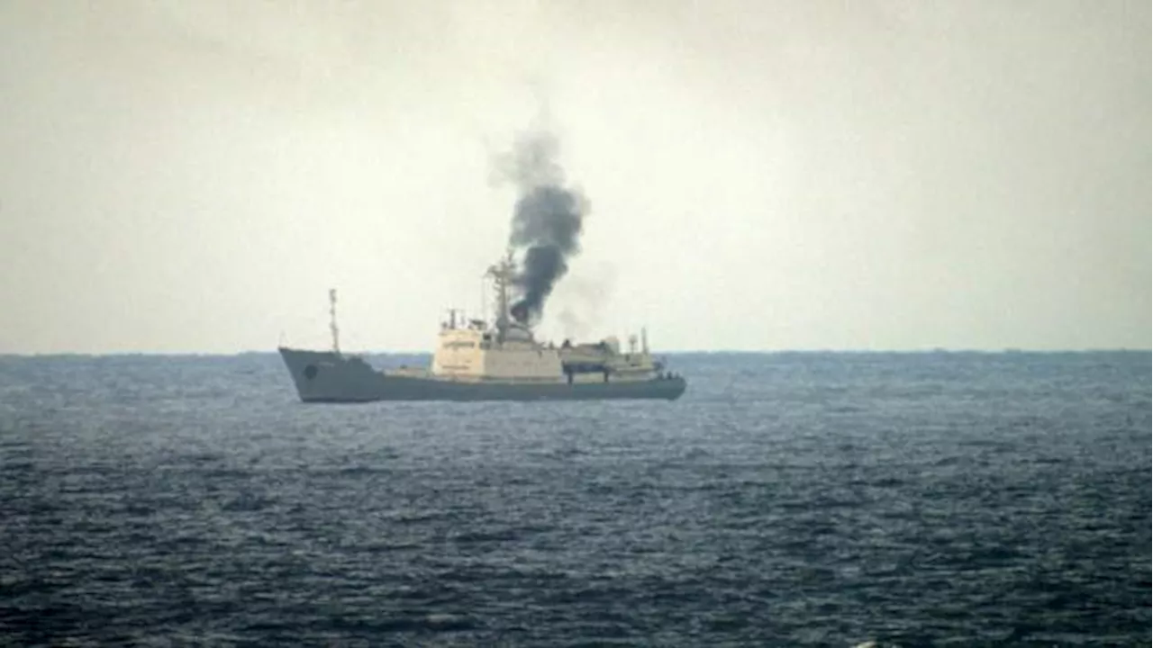 A Russian spy ship caught fire off Syria's coast, officials say. Here's audio of its broadcasts