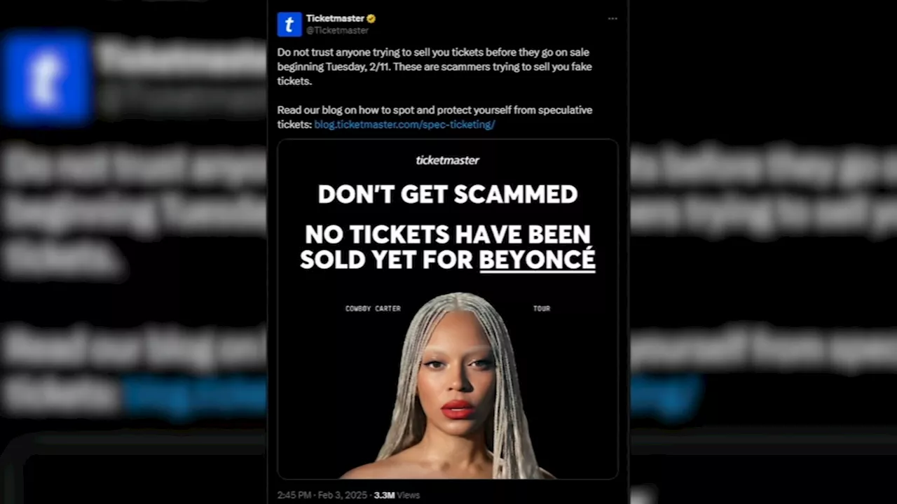 Third-party brokers selling 'spec tickets' for Beyoncé's 'Cowboy Carter' tour, Ticketmaster warns