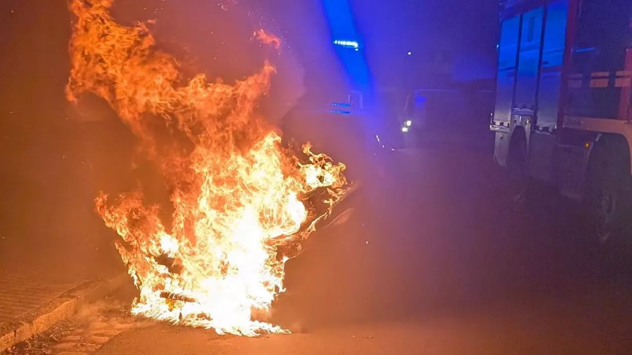 Dresden: Tesla Model 3 stand mitten in der Nacht in Flammen