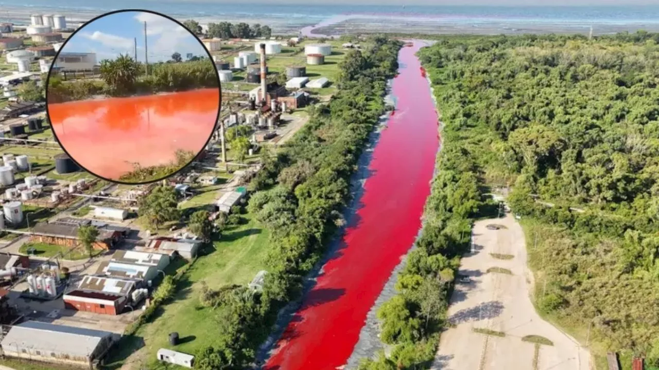 Arroyo Sarandí en Avellaneda se tiñe de rojo, vecinos alertan sobre contaminación