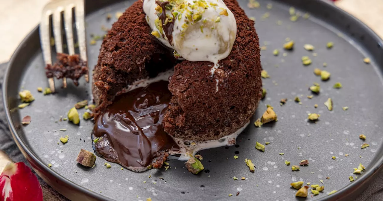 Mark Moriarty: Cheat’s chocolate fondant with pistachio ice-cream