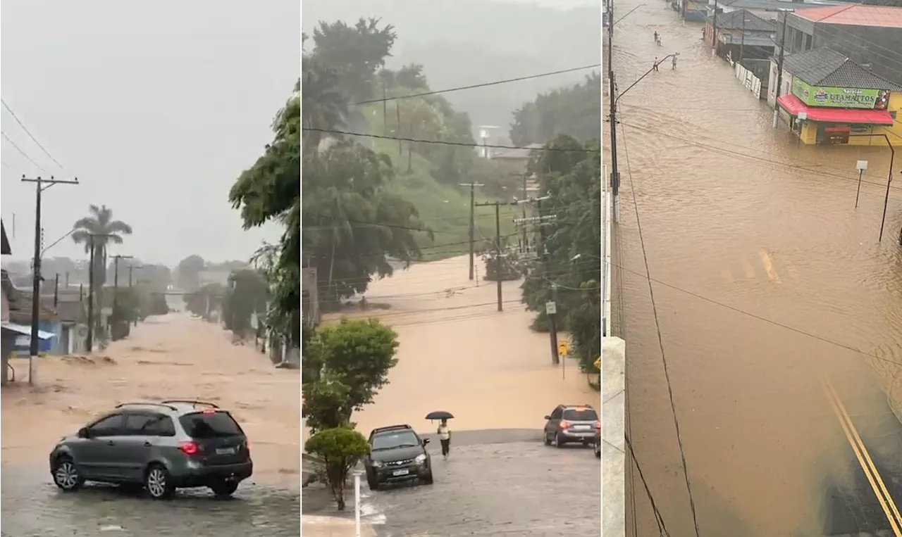 Cidade no interior de SP fica alagada após chuva de quase 100 mm em 1h neste sábado