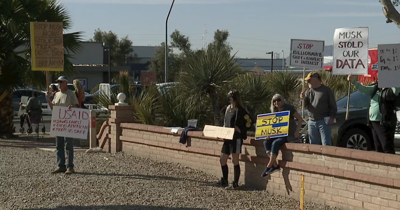 'Defend our democracy': Tucsonans protest against Elon Musk's involvement in government