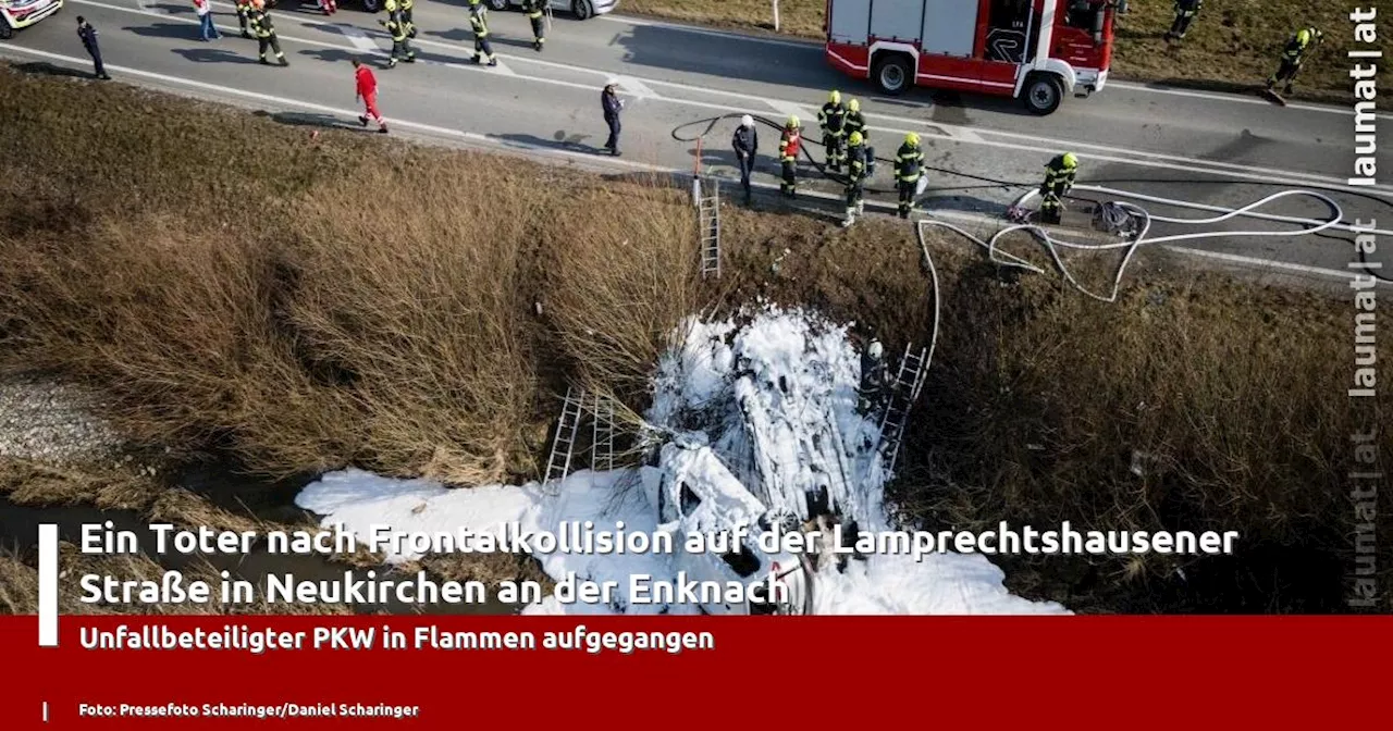 Ein Toter nach Frontalkollision auf der Lamprechtshausener Straße in Neukirchen an der Enknach