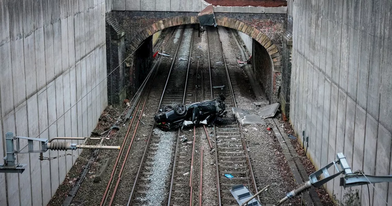 Full list of routes blocked after car crashes into train tracks near Manchester