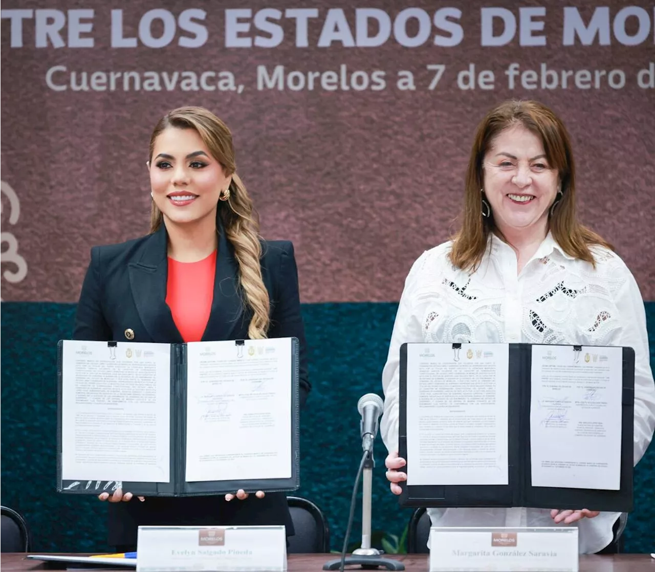 Gobernadora de Guerrero Evelyn Salgado y Margarita González firman convenio de cooperación con Morelos