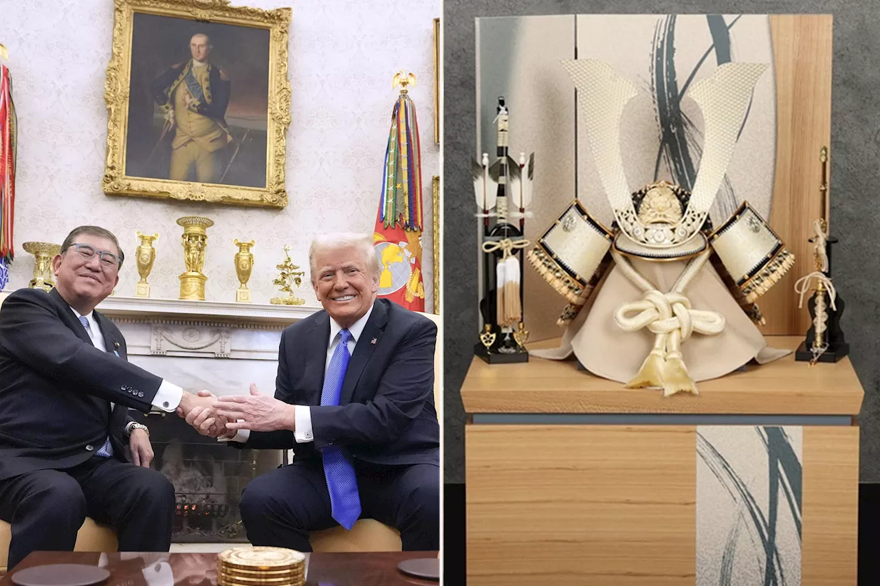 Trump Receives $1,000 'Eternal Helmet' From Japanese Foreign Minister