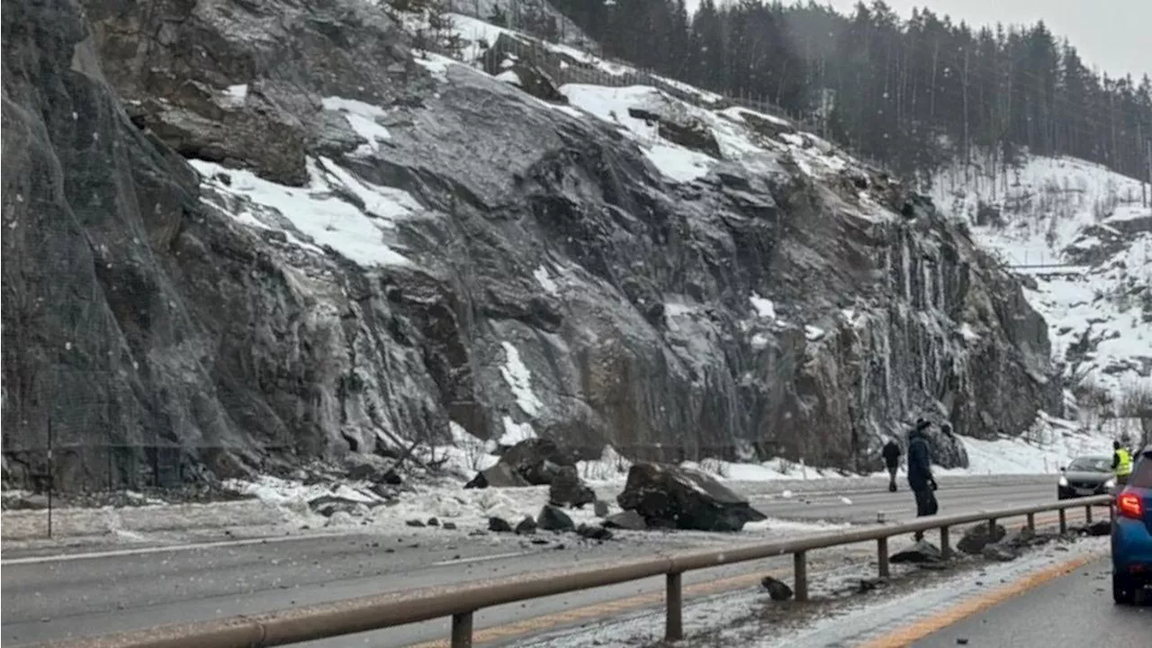 Fjellrast ved Morskogen stenger E6 - Risiko for flere steinras