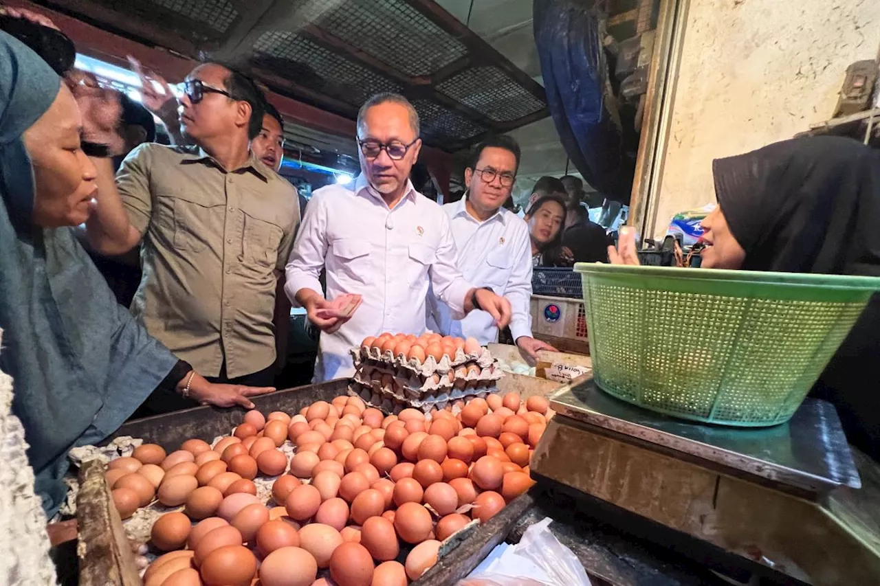 Menteri Pangan Bagikan Telur Ayam Ras Gratis di Pasar Klender