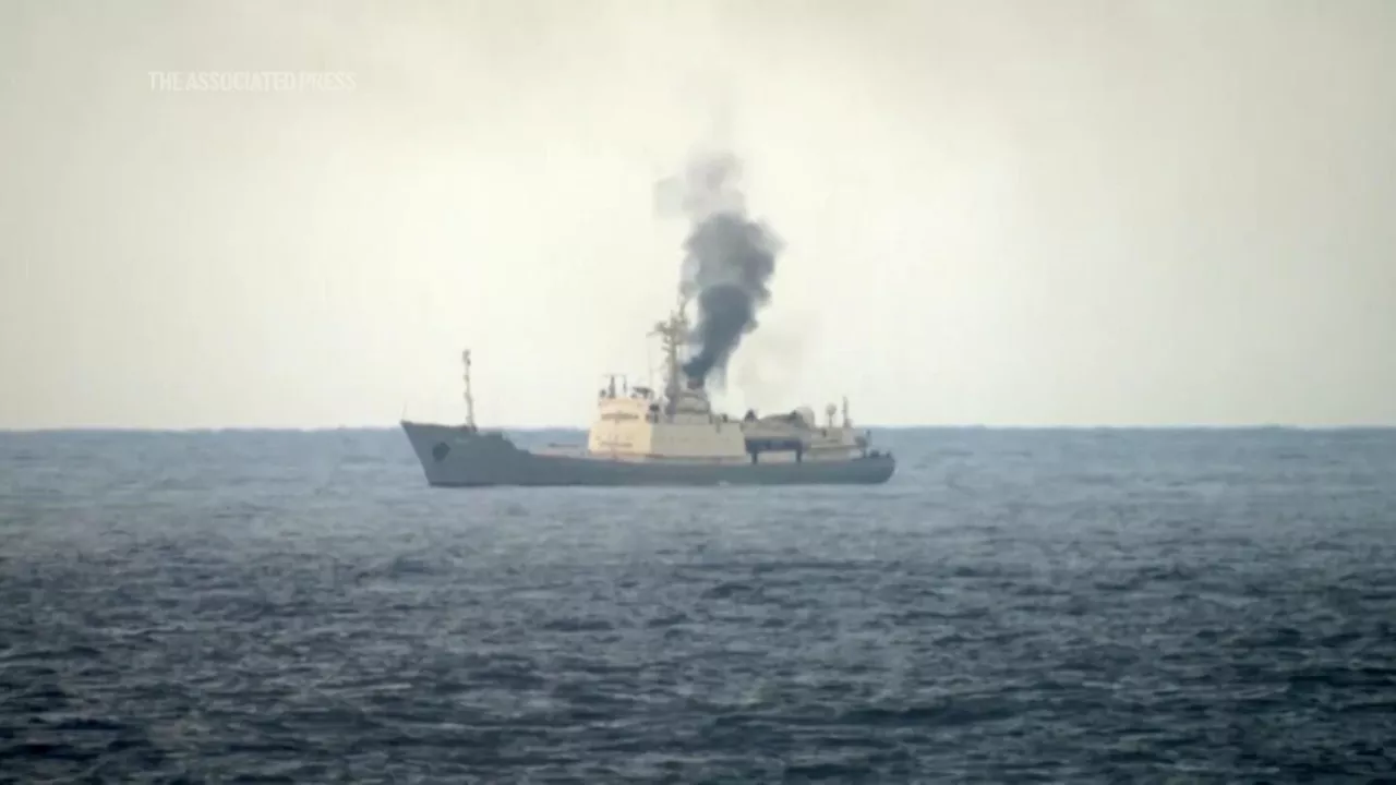 A Russian spy ship caught fire off Syria's coast, officials say. Here's audio of its broadcasts