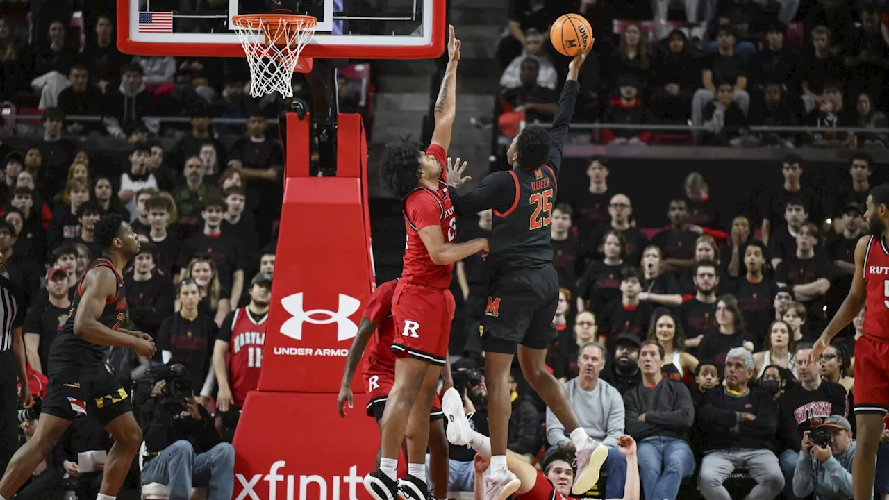 Queen has 29 points and 15 rebounds as No. 18 Maryland turns back Rutgers 90-81