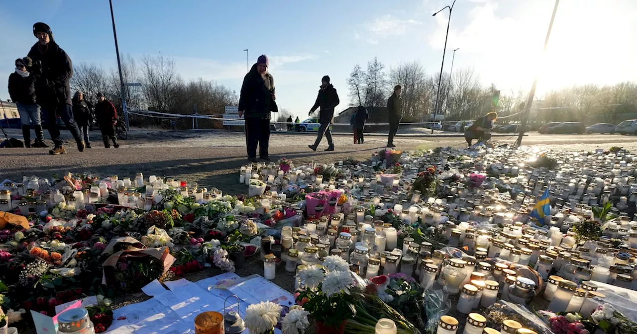 People Gather at Memorial After Shooting in Sweden