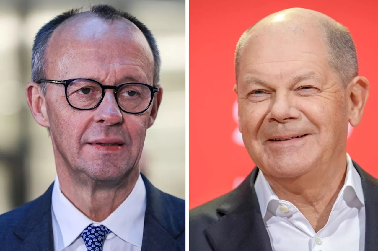 Merz und Scholz stehen im ersten TV-Duell