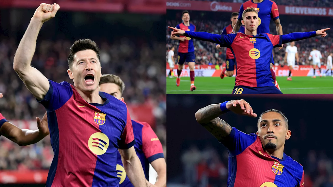 Barcelona player ratings vs Sevilla: Fermin Lopez, have you gone mad?! Youngster scores with first touch before ridiculous red card in Jekyll and Hyde cameo as Robert Lewandowski and Raphinha help fire Hansi Flick's side to important La Liga victory