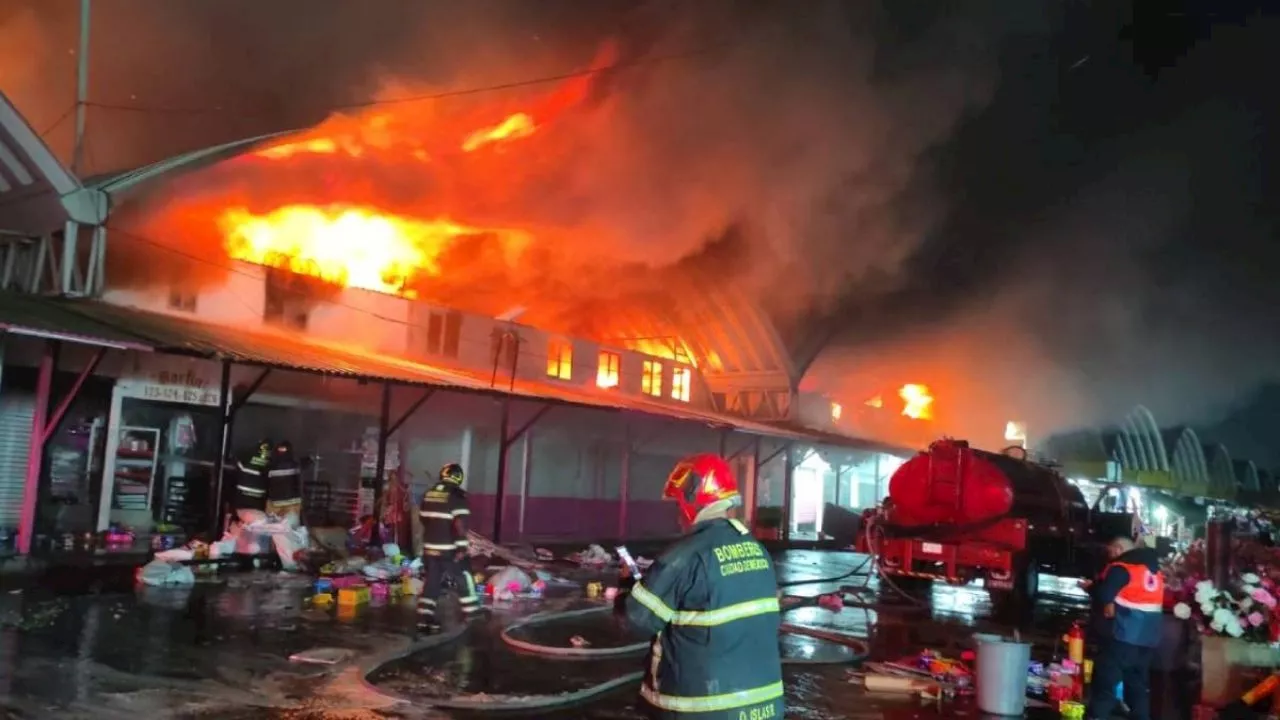 Incendio consume 5 bodegas de flores de la Central de Abasto en CDMX