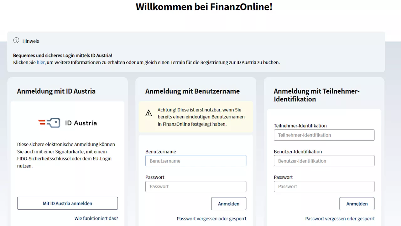 FinanzOnline-Login ab 2025 nur noch mit 2-Faktor-Authentifizierung möglich