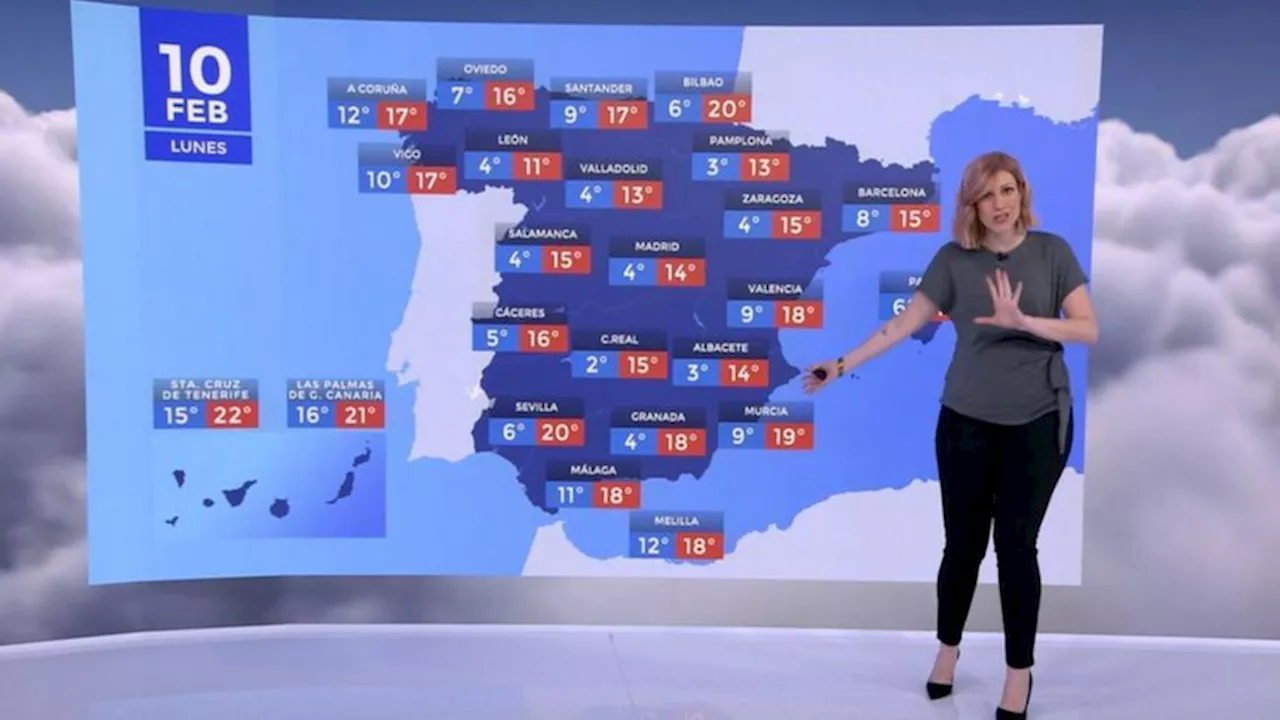 Temperaturas en ascenso en la Península, cielos nubosos y precipitaciones débiles en el norte