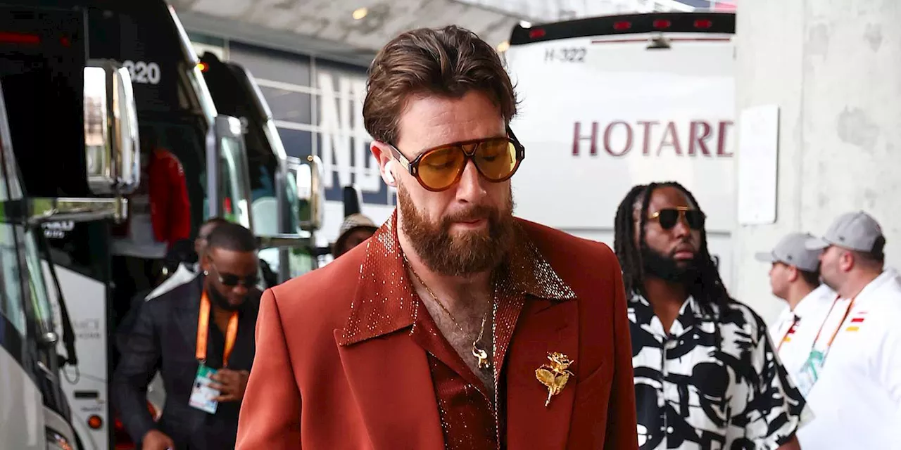 Travis Kelce's Disco-Inspired Outfit Sets the Stage for Super Bowl LVII