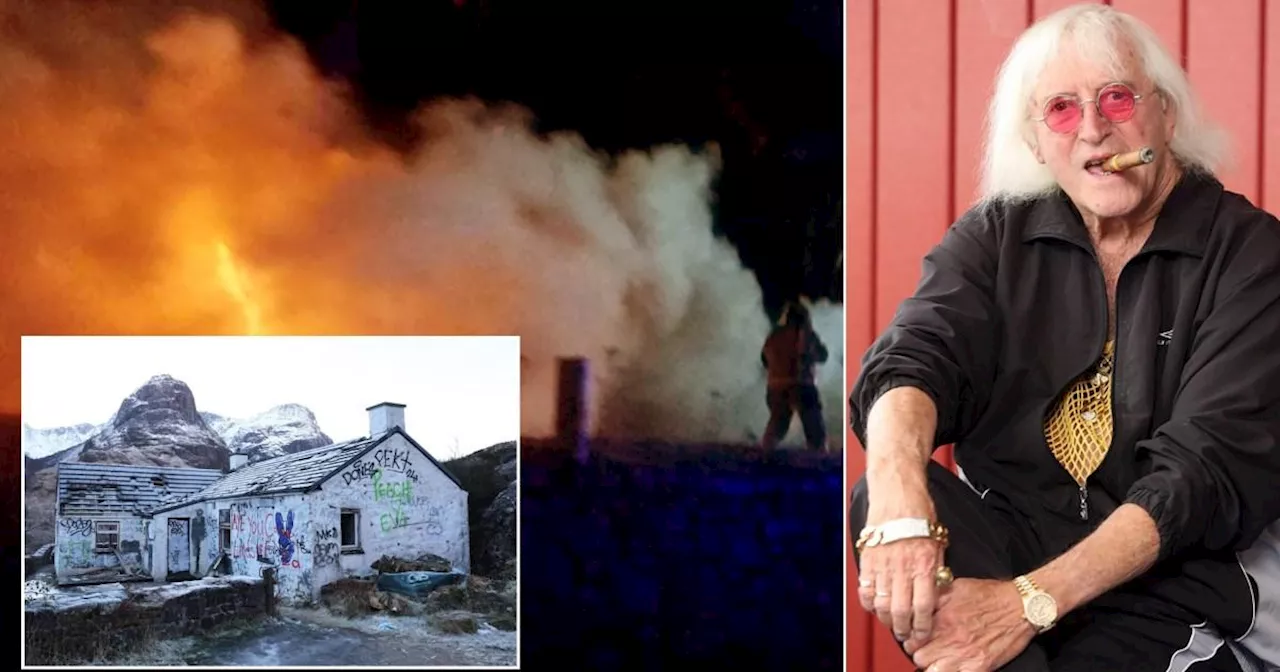 Jimmy Savile's rotting lair in Scottish Highlands catches fire