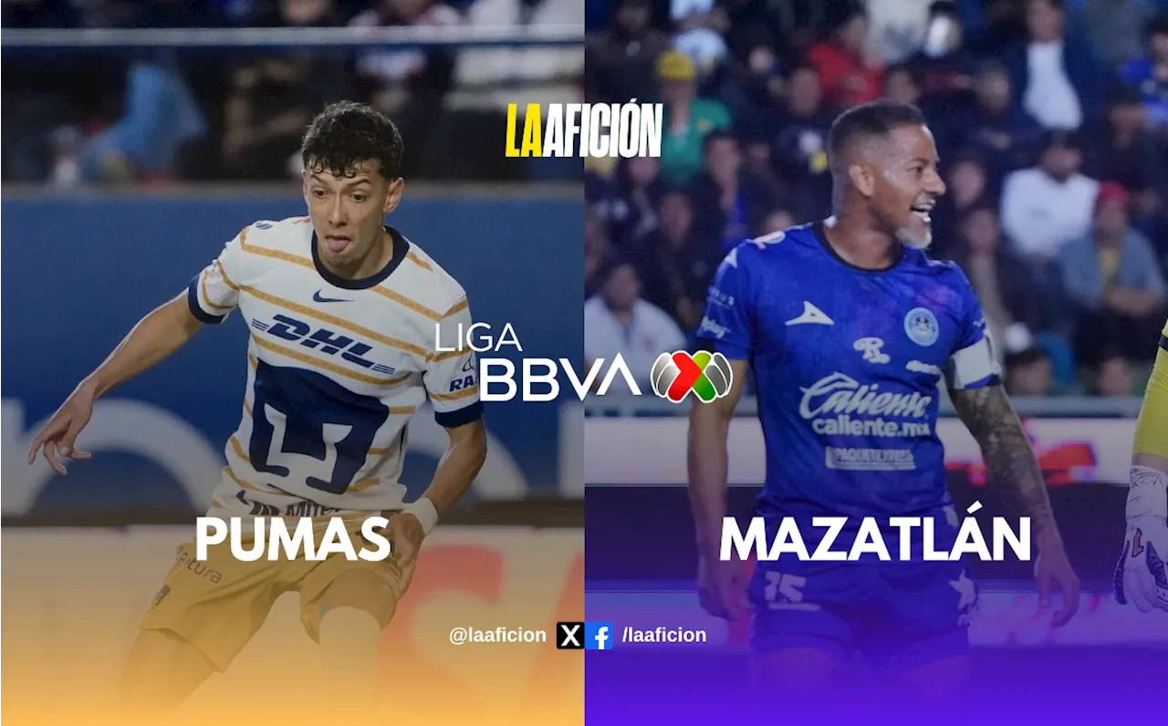 ¿A qué hora juega Pumas vs Mazatlán? Dónde VER partido de la Liga MX 2025