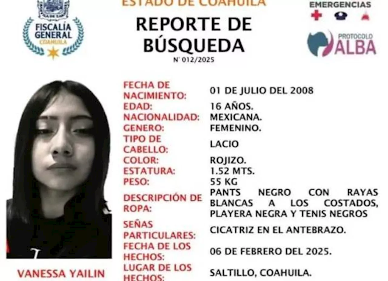 Familiares buscan a Vanessa Yailin, una adolescente de 16 años desaparecida en la colonia Federico Berrueto Ramón