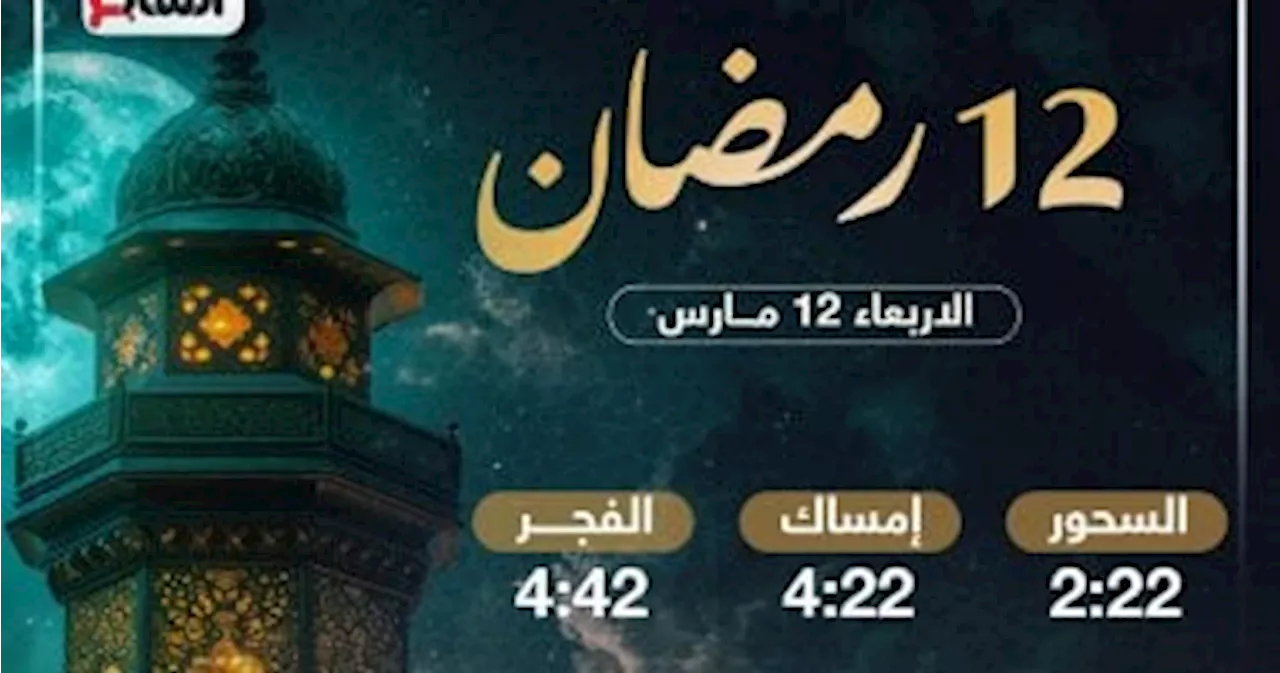 موعد السحور وأذان الفجر فى اليوم الـ 12 بشهر رمضان المبارك 2025