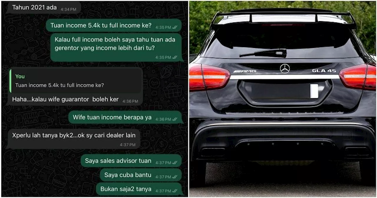 M'sian With RM5.4k Salary Tries to Purchase RM260k Luxury Car, Asks If He Can Use Wife as Guarantor