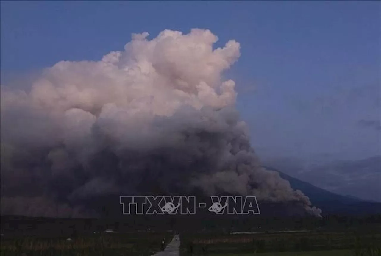 Semeru volcano in Indonesia erupts seven times on Monday (March 17), spewing ash up to one kilometre