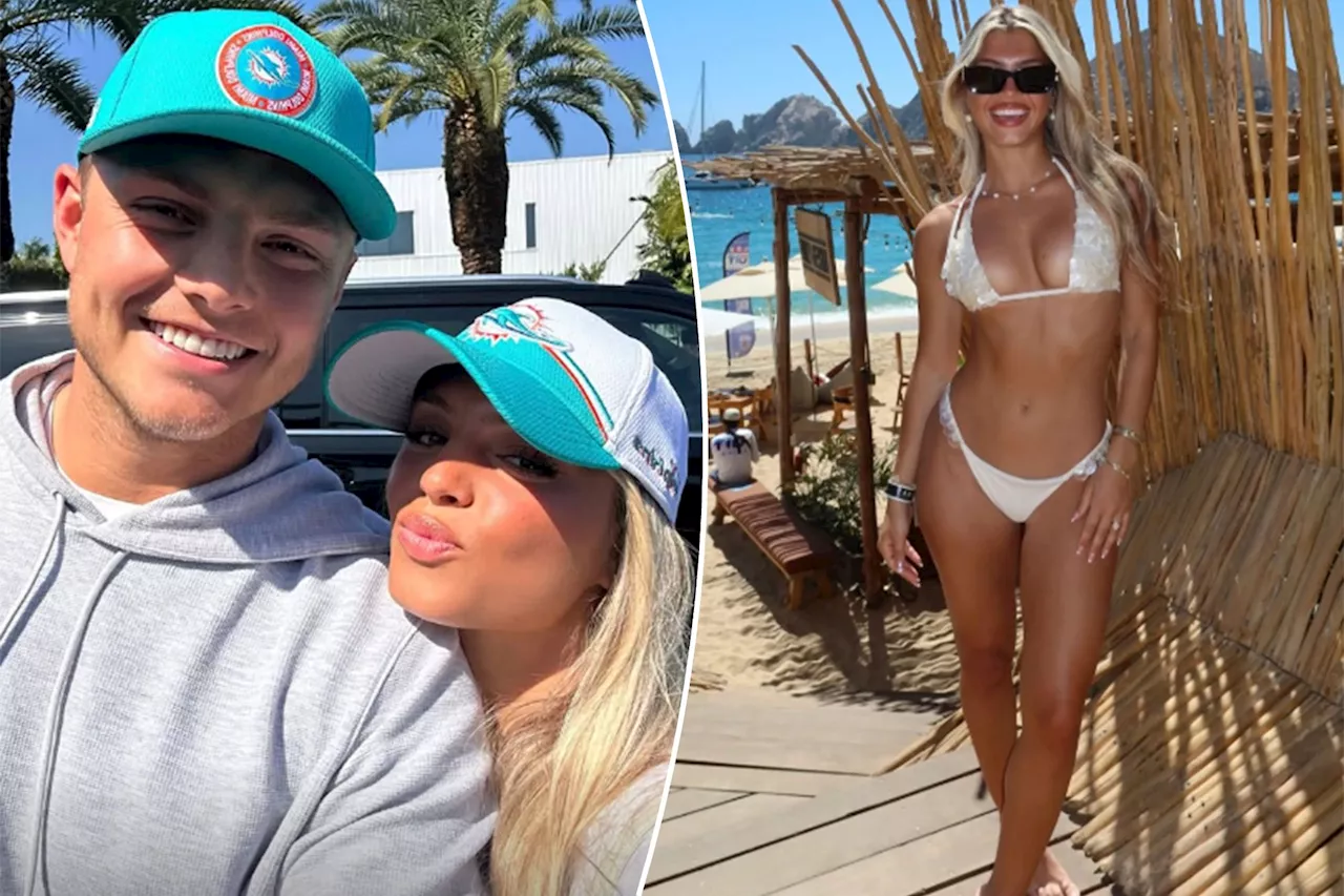 Zach Wilson joined by fiancée Nicolette Dellanno at Dolphins signing after her wild bachelorette trip