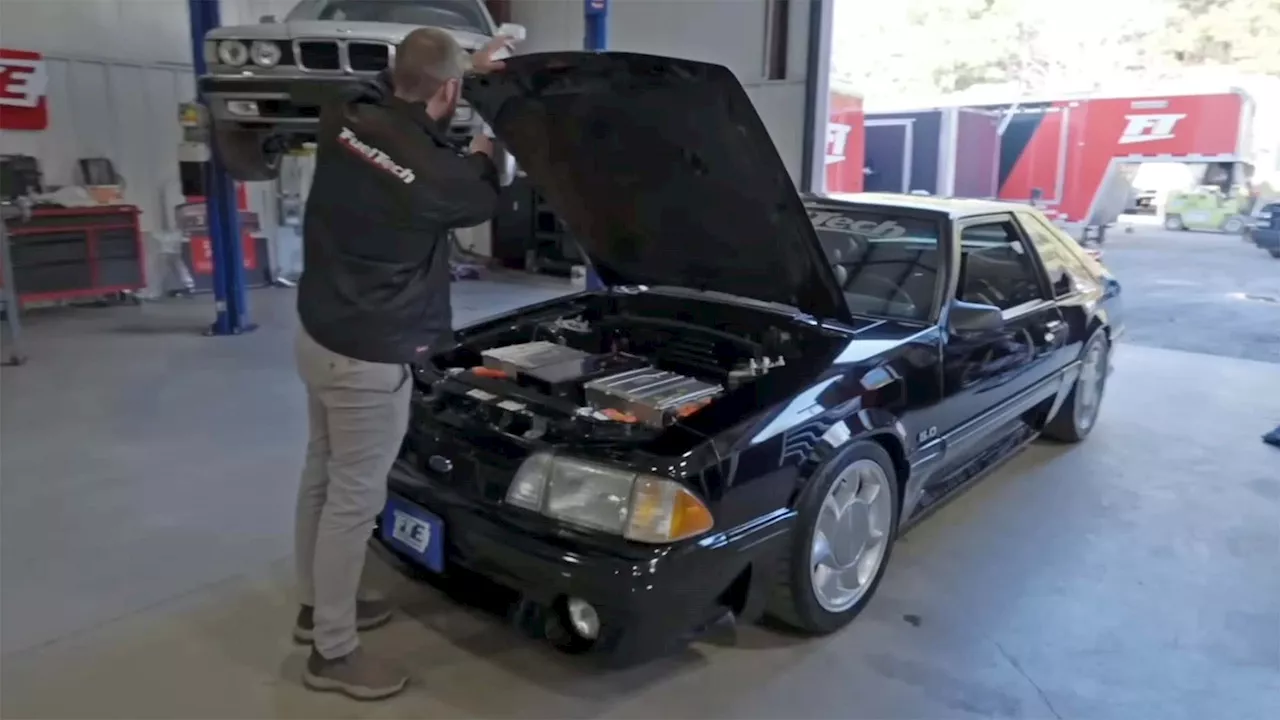 This EV-Converted 1990s Ford Mustang Foxbody Is a Manual-Shifting Rocket
