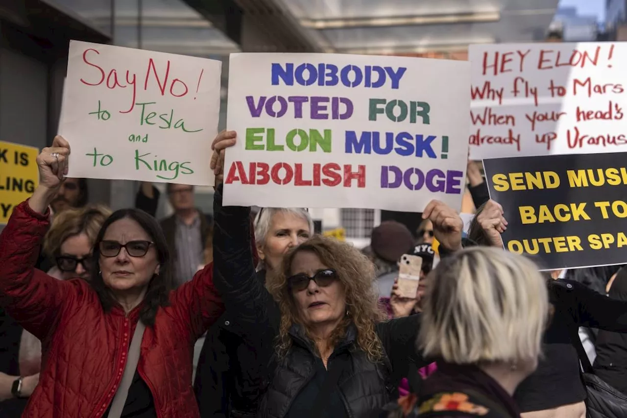 Anti-DOGE protests at Tesla stores target Elon Musk's bottom line